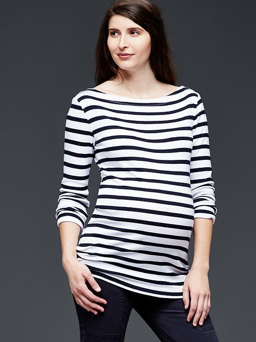 Gap Women Stripe Modal Boatneck Tee - Dark Night