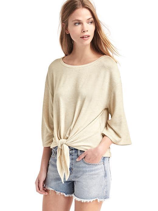 Gap Women Softspun Knit Tie Tee - Anchorage Cream