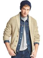 Gap Men Ribbed Shawl Collar Cardigan - Light Camel