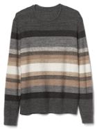 Gap Men Stripe Roll Neck Sweater - Grey Heather