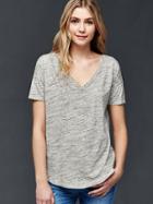 Gap Vintage Wash Double V Neck Tee - Heather Grey