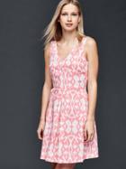 Gap Women Linen Fit & Flare Dress - Pink Print