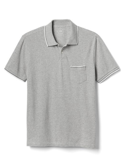 Gap Men Short Sleeve Pique Polo - New Heather Grey