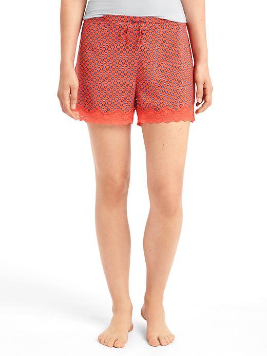 Gap Women Lace Trim Print Sleep Shorts - Paris Geo Orange