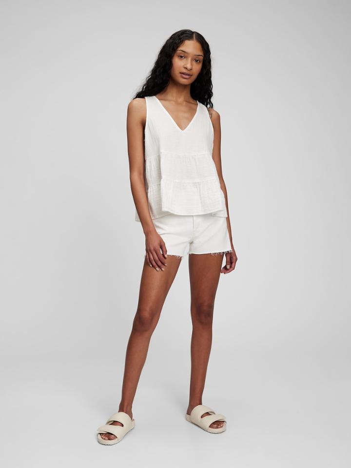 Crinkle Gauze Tiered Tank Top