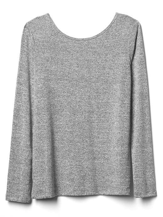 Gap Women Softspun Knit Cross Back Top - Space Dye Grey Marl