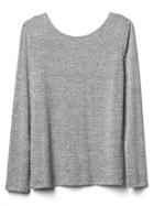 Gap Women Softspun Knit Cross Back Top - Space Dye Grey Marl