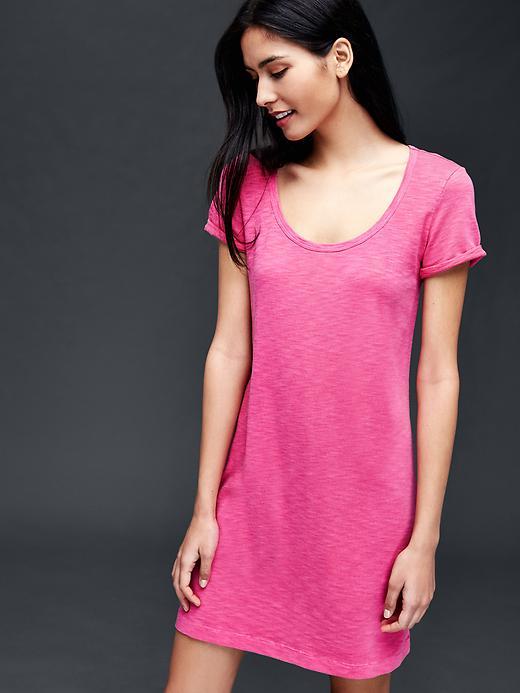 Gap Women Roll Sleeve T Shirt Dress - Royal Fuchsia