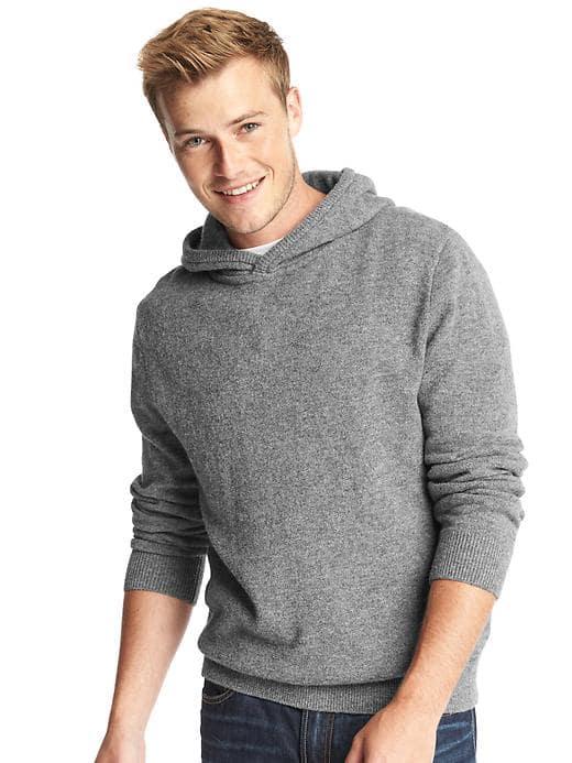 Gap Men Merino Wool Blend Pullover Hoodie - Charcoal Gray