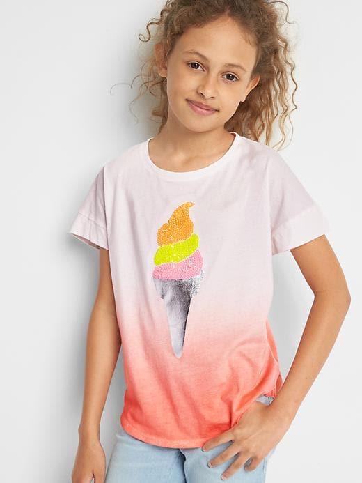 Gap Dip Dye Embellished Hi Lo Tee - Camelia Orange