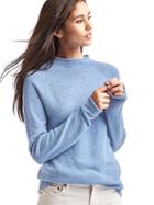 Gap Women Merino Wool Blend Mock Neck Sweater - Blue Heather