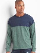 Gap Men Marled Colorblock Tee - French Green Heather