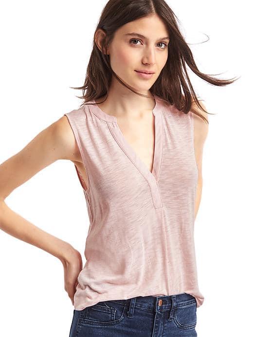 Gap Women Drapey Split Neck Tank - Misty Rose