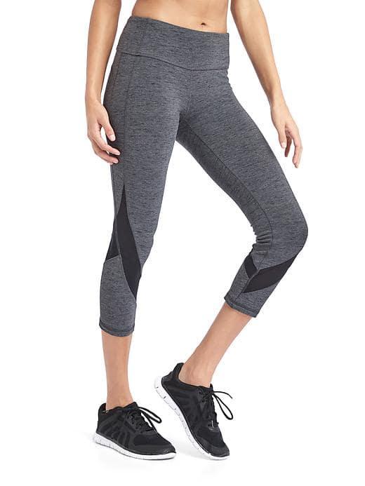 Gap Women Gfast Mesh Patch Crop Leggings - Cement Grey