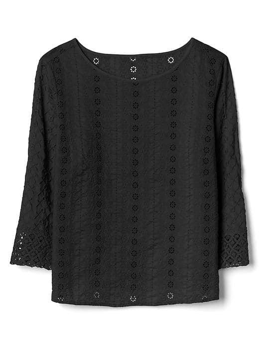 Gap Women Eyelet Boatneck Top - True Black