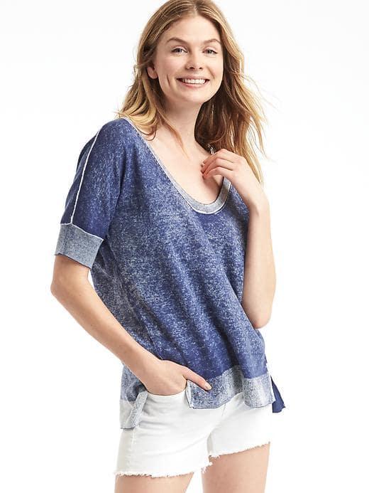 Gap Women Reverse Print Dolman Sleeve Tee - Deep Cobalt