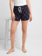 Gap Women Palm Print Sleep Shorts - Toss Palm Dark Indigo