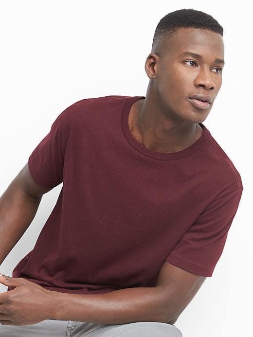 Gap Men Essential Short Sleeve Crew T Shirt - Pinot Noir