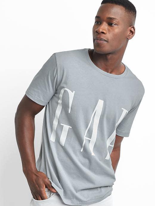 Gap Men Crop Logo Crewneck Tee - Crystal Dusk