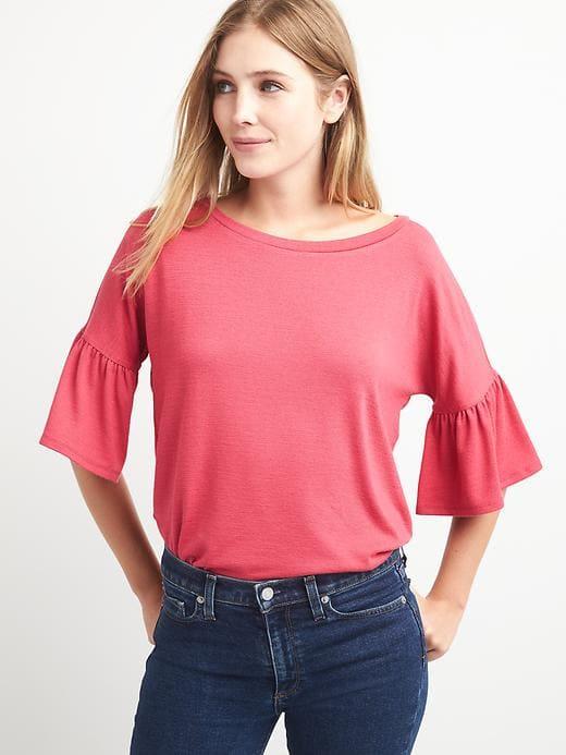 Gap Softspun Bell Sleeve Top - Pink Coral