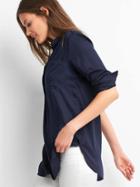 Gap Women Tencel Satin Popover Shirt - Dark Night