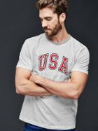 Gap Men Summer Sports Usa Graphic Tee - Heather Grey