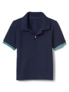 Gap Stripe Sleeve Pique Polo - Elysian Blue