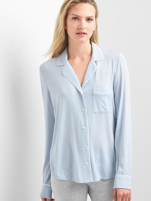 Gap Women Pure Body Lightweight Sleep Shirt - Ice Blue Dots
