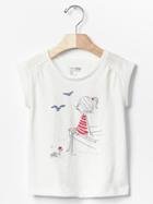 Gap Embellished Graphic Shirred Tee - Off White