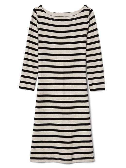 Gap Women Stripe Modern Boatneck Dress - Oatmeal Stripe