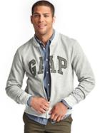 Gap Men Herringbone Logo Zip Sweatshirt - New Heather Grey