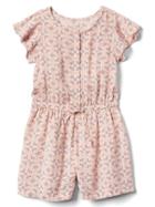 Gap Floral Flutter Romper - Light Neon Orange