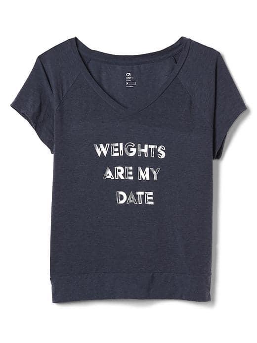 Gap Women Breathe Short Sleeve Raglan Tee - Navy Graphic