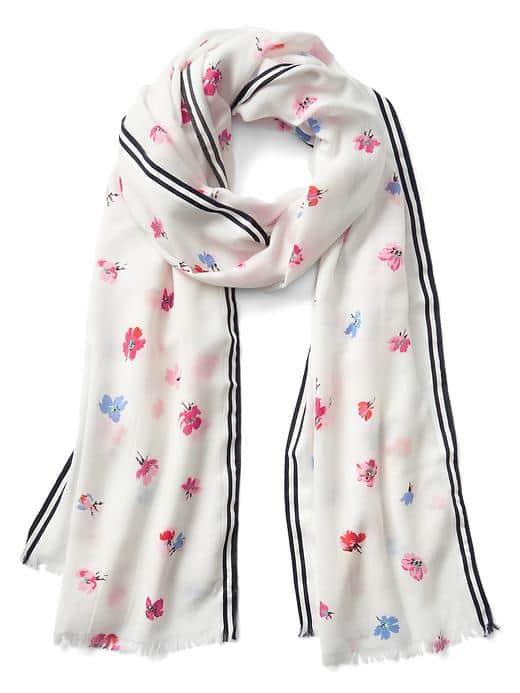 Gap Women Floral Stripe Scarf - Off White