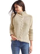 Gap Women Plait Cable Knit Mockneck Sweater - Oatmeal Heather