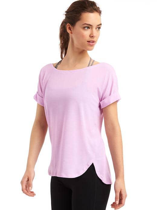 Gap Women Gapfit Breathe Roll Sleeve Tee - Gauzy Lilac