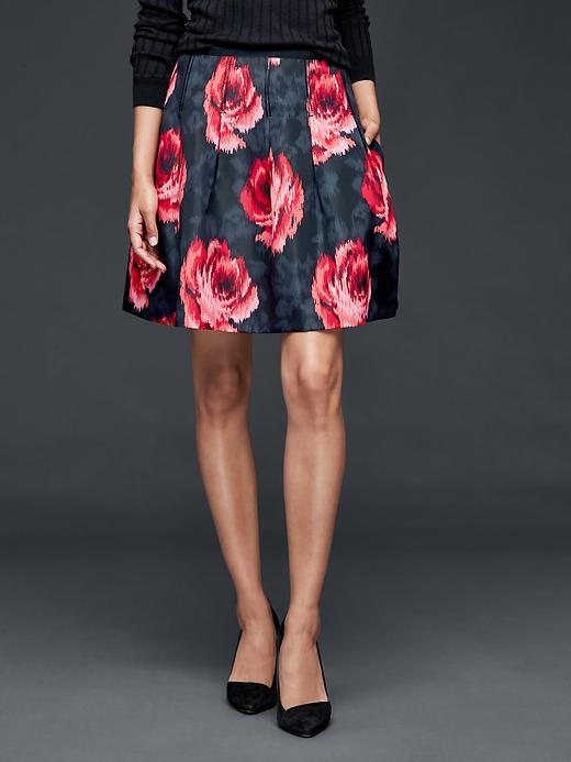 Gap Women Pleated Print Skirt - Fire Coral