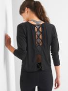 Gap Breathe Lattice Back Crop Tee - True Black