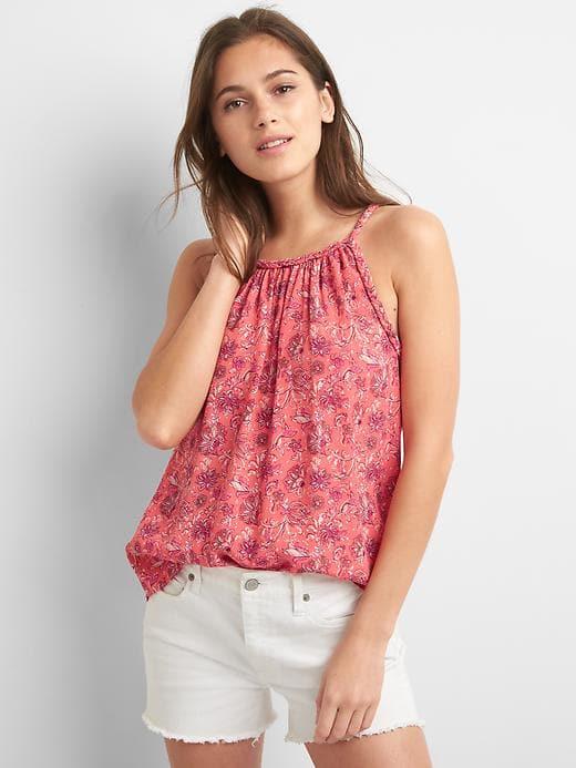 Gap Women Braided Halter Tank - Pink Floral