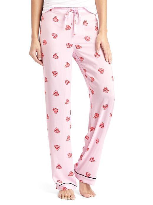 Gap Women Print Sleep Pants - Lacey Hearts Sugar Plum