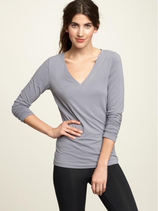 Gap Pure Body Long Sleeve V Neck Tee - Purple Steel