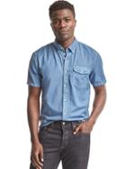Gap Men Oxford Short Sleeve Standard Fit Shirt - Blue