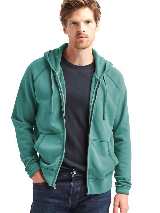 Gap Men Sun Wash Zip Hoodie - Green Pine