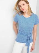 Gap Women Stripe Wrap Belt Tee - Blue Stripe