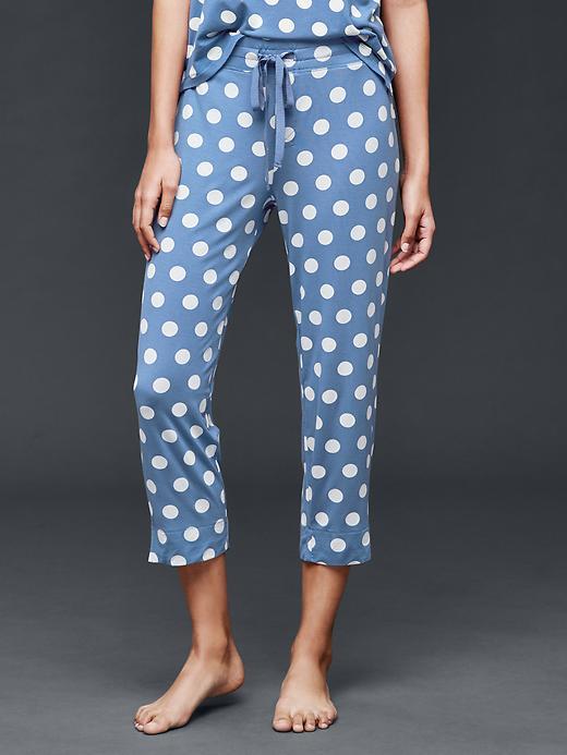 Gap Women Modal Mix And Match Capri Pants - Bay Dot Oasis Blue