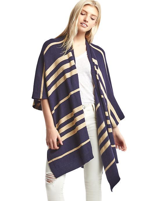 Gap Women Stripe Poncho - Dark Night