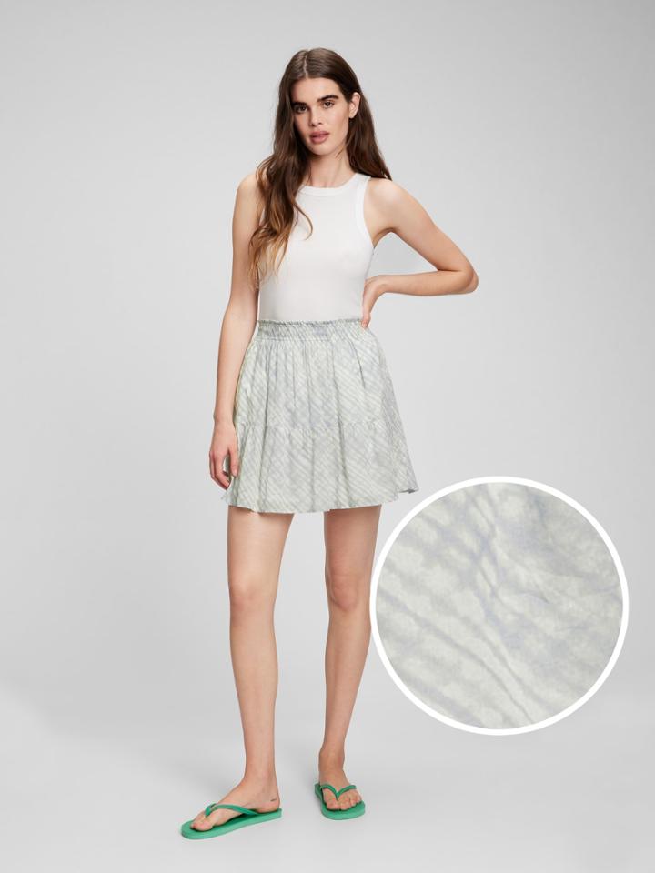 Tiered Pull-on Mini Skirt