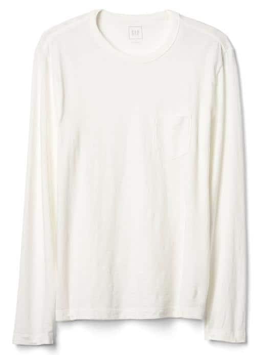 Gap Men Slub Jersey Long Sleeve Pocket Tee - New Off White