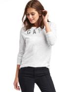Gap Women Metallic Stud Logo Long Sleeve Tee - White