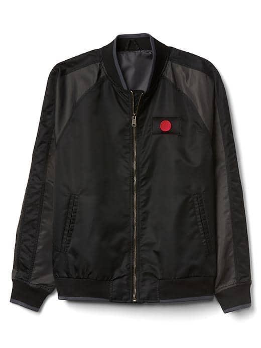 Gap Men Japan Embroidered Bomber Jacket - True Black